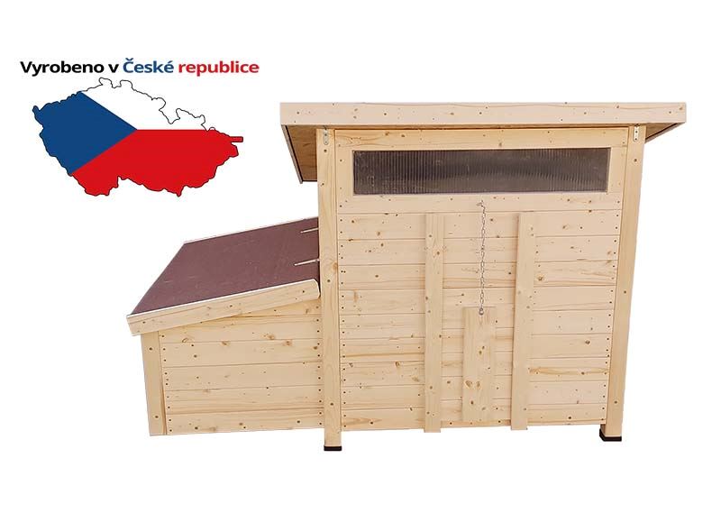Zateplený dřevěný kurník pro slepice Vranov český truhlářský výrobek pro 5-12 slepic